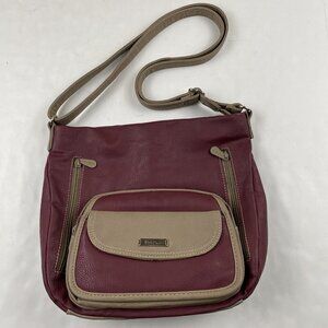 Multi Sac Crossbody Shoulder Purse 11”x9” Medium Pebbled Faux Leather Purple